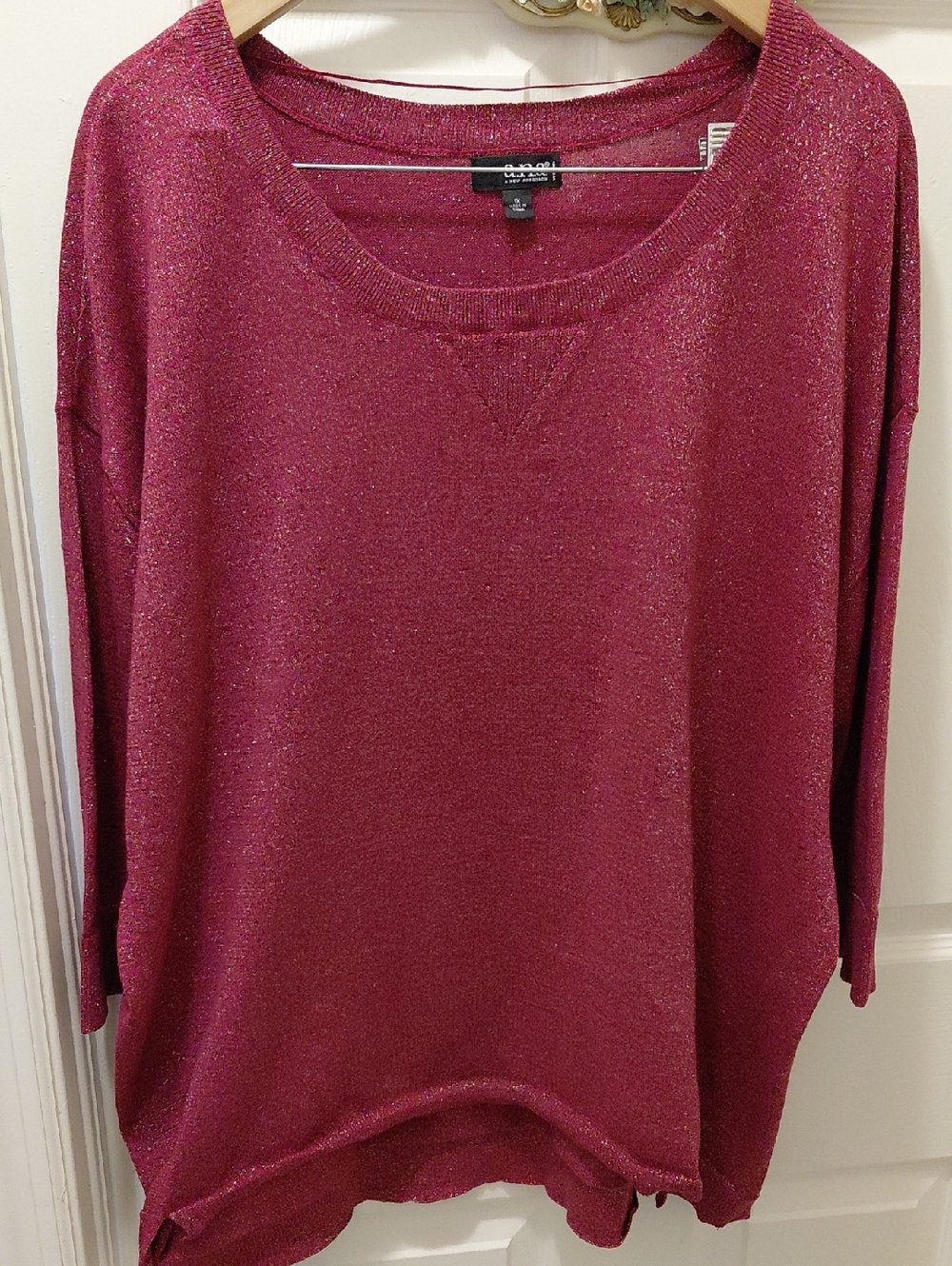 a.n.a Metallic Berry Scoop Neck Sweater